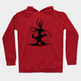 Silhouette of a Dancer in Red Shoes Hoodie